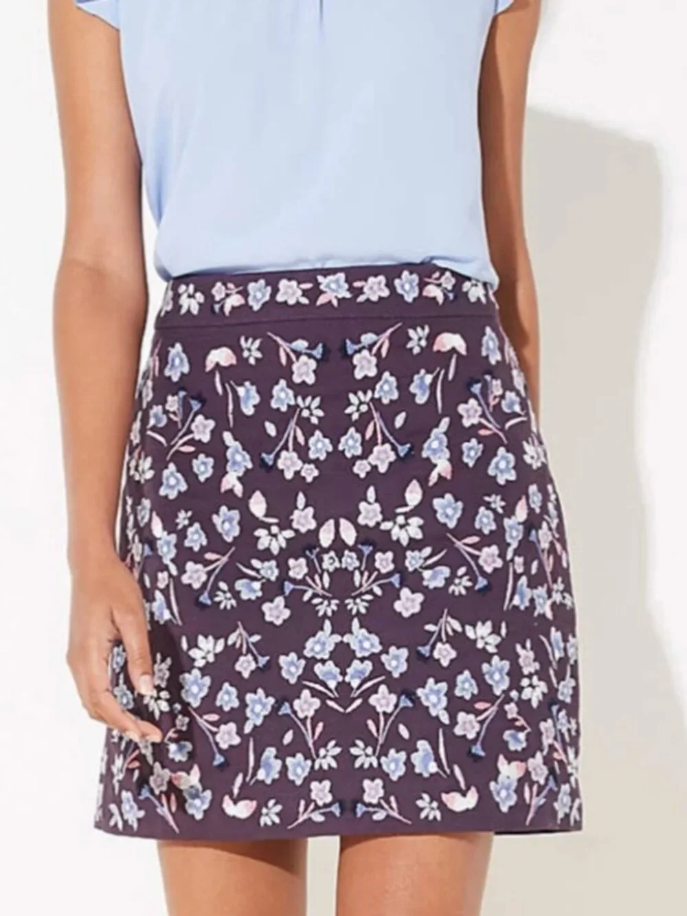 LOFT Floral Embroidered Skirt | Size 10